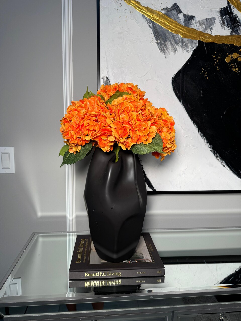 Ariane Orange Artificial Hydrangea Flowers Realistic Silk Blooms for Home Decor, Centerpieces & Arrangements Fall